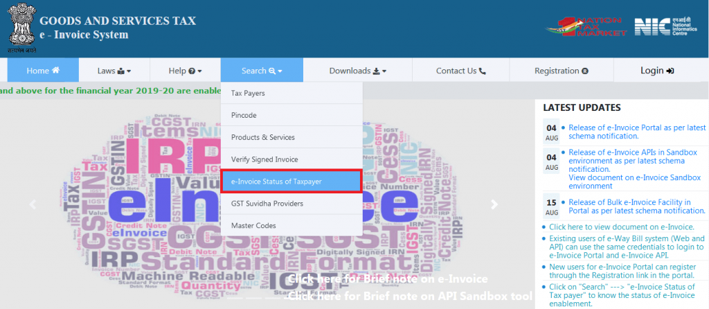 e-invoice status of taxpayer