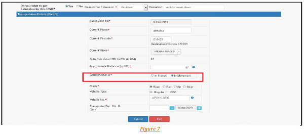 e way bill pin to pin distance